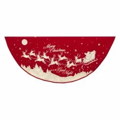 New 😀 Kurt S. Adler Christmas Tree Skirts & Collars Kurt Adler 48 In. Reindeer And Santa Printed Tree Skirt 💯