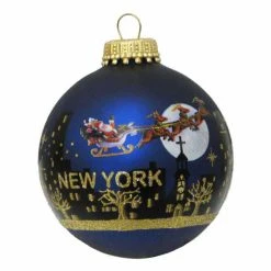 Outlet 🥰 Kurt S. Adler Yellow Ornaments Kurt Adler 2.5 In. NY Santa Skyline Painted Ball Ornament 😀