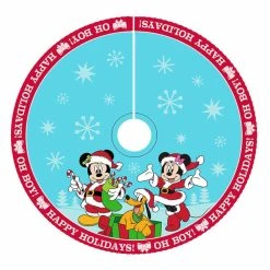 Buy ✨ Kurt S. Adler Christmas Tree Skirts & Collars Kurt Adler 48 In. Mickey And Minnie Print Satin Tree 🎉 Skirt ✔️