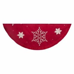 Discount ⭐ Kurt S. Adler ❄ Christmas Tree 😉 Skirts & Collars Kurt Adler 60 In. Red Snowflake Embroidered And Pleated Tree 😀 Skirt ⭐