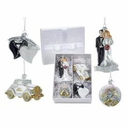 Flash Sale 🔥 Kurt S. Adler Yellow Ornaments Kurt Adler Noble Gems Wedding Ornament - Set Of 4 ⭐