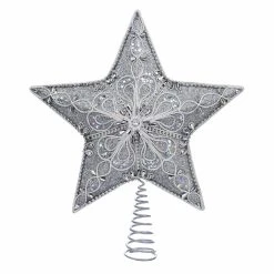 New ✔️ Kurt S. Adler 🧨 Christmas Tree Toppers Kurt Adler 13.5 In. Silver Star Tree Topper ✨