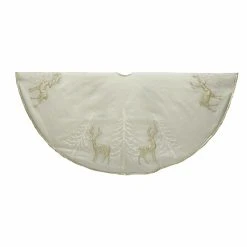 Budget ❤️ Kurt S. Adler ✨ Christmas Tree ❤️ Skirts & Collars Kurt Adler 48 In. Gold Tree And Reindeer Applique Treeskirt ✨