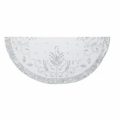 Brand new 🤩 Kurt S. Adler Christmas Tree 🔔 Skirts & Collars Kurt Adler 48 In. Silver Hand Embroidered Treeskirt ⌛