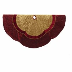 Discount 🧨 Kurt S. Adler Christmas Tree 🔥 Skirts & Collars Kurt Adler 72 In. Red And Gold Criss-Cross Scallop Treeskirt ⌛
