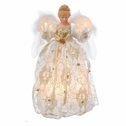 Brand new 🧨 Kurt S. Adler 😉 Christmas Tree Toppers Kurt Adler 12 In. UL 10-Light Ivory And Gold Angel Tree Topper ⌛