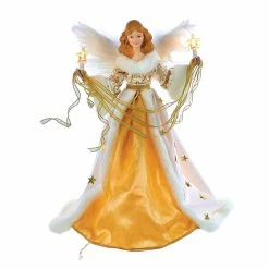 Cheapest 🎉 Kurt S. Adler Christmas Tree Toppers Kurt Adler 16 In. 10-Light Cream And Gold Angel Tree Topper 🧨