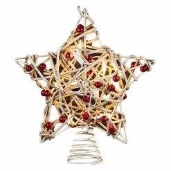 Best deal 😉 Kurt S. Adler 👍 Christmas Tree Toppers Kurt Adler UL 10-Light Birch Berry Rattan Star Tree Topper ⭐