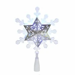 Brand new 🎉 Christmas Tree Toppers Kurt S. Adler 9 In. Blue And White LED Rotating Snowflake Treetop ⭐