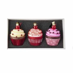 New ✔️ Multicolored Ornaments Kurt S. Adler 3.65 In. Noble Gems Glass Cupcake Ornaments - Set Of 3 ✨