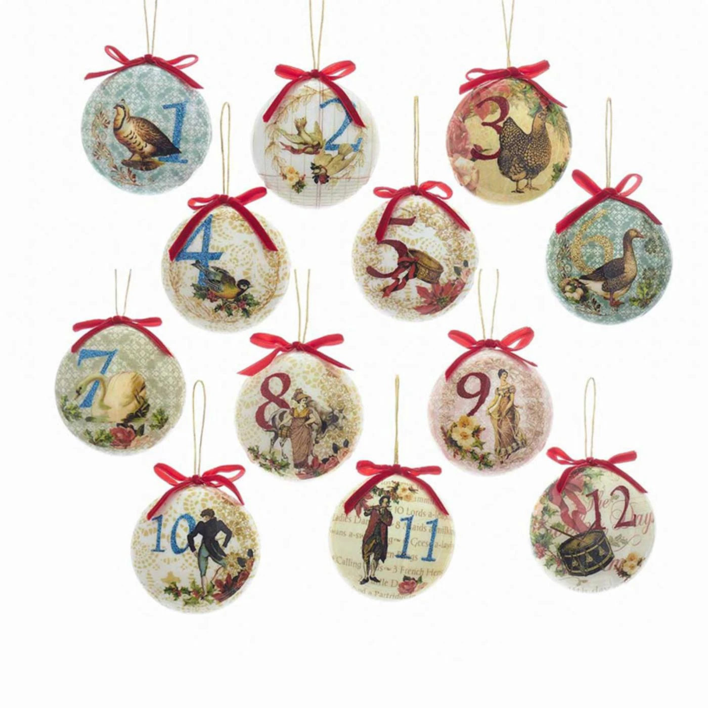 Outlet ⭐ Multicolored Ornaments Kurt S. Adler 85mm Decoupage Ball Ornaments - Set Of 12 ⌛ 3 Outlet ⭐ Multicolored Ornaments Kurt S. Adler 85mm Decoupage Ball Ornaments - Set Of 12 ⌛