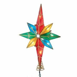 Promo ❤️ Christmas Tree Toppers Kurt S. Adler 10-Light Multicolored Capiz Bethlehem Star Treetop With Gem Center ⌛