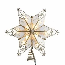 Hot Sale ⌛ Christmas Tree Toppers Kurt S. Adler 10-Light 6-Point Capiz Star Treetop ⭐