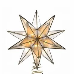 Promo 🤩 Christmas Tree Toppers Kurt S. Adler 10-Light 15-Point Gold Sputnik Capiz Treetop 🎉