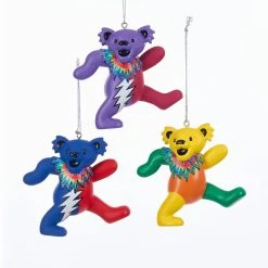 Best deal 💯 Multicolored Ornaments Kurt S. Adler Grateful Dead Bear Ornaments - Set Of 3 👍