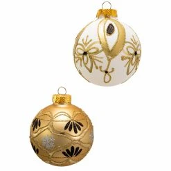 Coupon 🎁 Yellow Ornaments Kurt S. Adler Gold And White Ball Ornaments - Set Of 6 👏