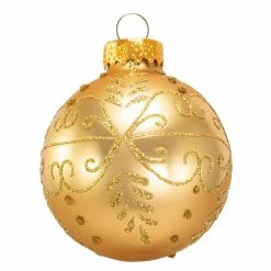 Promo ❤️ Yellow Ornaments Kurt S. Adler Gold With Pattern Ball Ornaments - Set Of 12 ❤️