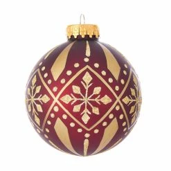 Coupon 👏 Yellow Ornaments Kurt S. Adler Burgundy And Gold Patterned Ball Ornaments - Set Of 6 🎁