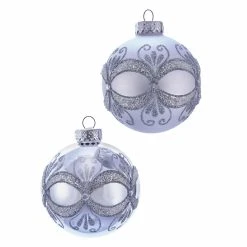 Top 10 ✔️ Metallic Ornaments Kurt Adler 3.15. In. Silver With Glitter And Sequins Glass Ball Ornaments - Set Of 6 ❤️