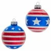 Discount 🥰 Blue Ornaments Kurt Adler 3.15. In. Red White And Blue Stars And Stripes Glass Ball Ornaments - Set Of 6 🥰