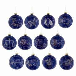 Top 10 👍 Blue Ornaments Kurt Adler 3.15 In. Glass Zodiac Ornaments - Set Of 12 🔔