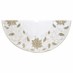Top 10 🎉 Christmas Tree Skirts & Collars Kurt Adler 54 In. Ivory Holly Tree Skirt 😀