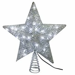 Hot Sale 😉 Christmas Tree Toppers Kurt Adler 45 Light 10 In. LED Silver Star Tree Topper ❤️
