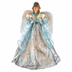 Promo 🔔 Christmas Tree Toppers Kurt Adler 10 Light 16 In. Silver And Blue Angel Tree Topper ❤️