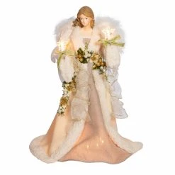 Cheap 🤩 Christmas Tree Toppers Kurt S. Adler UL 10 Light Ivory And Gray Angel Tree Topper 🧨