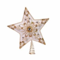 Best deal ❤️ Kurt S. Adler, Inc. ❄ Christmas Tree Toppers Kurt Adler 13.5-Inch 5-Point White And Gold Star Treetop ⌛