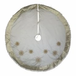 Flash Sale 🎉 Kurt S. Adler, Inc. ❄ Christmas Tree Skirts & Collars Kurt Adler 60-Inch Multi-Colored Beads Flower Ivory Embroidered Tree 🔥 Skirt ❤️