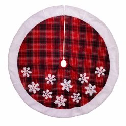 Best deal ⭐ Kurt S. Adler, Inc. ❄ Christmas Tree ❤️ Skirts & Collars Kurt Adler 48-Inch Plaid With White Snowflake Design Treeskirt ⭐