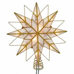 Flash Sale ❤️ Kurt S. Adler, Inc. Christmas Tree Toppers Kurt Adler 9.65-Inch UL 10-Light 8-Point Capiz Star Lighted Tree Topper 😀