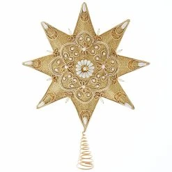 Brand new 🎉 Kurt S. Adler, Inc. ❄ Christmas Tree Toppers Kurt Adler 16-Inch Pearl And Gold Shimmer 8-Point Star Tree Topper ✨