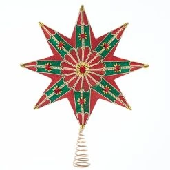 Best Sale ❤️ Kurt S. Adler, Inc. ✨ Christmas Tree Toppers Kurt Adler 16-Inch 8-Point Red, Green, And Gold Traditional Star Tree Topper ✨
