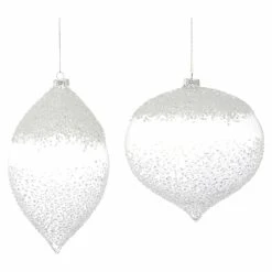 Hot Sale 🛒 White Ornaments Melrose 4 Piece Winter Solstice Glass Ornament Set ⌛