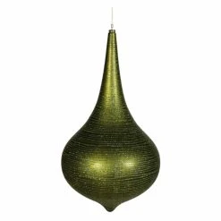 Best deal ⭐ Green Ornaments Vickerman 24 In. Dark Olive Matte Glitter Onion Drop ⌛