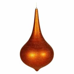 Flash Sale 🎁 Orange Ornaments Vickerman 24 In. Burnished Orange Matte Glitter Onion Drop 🧨