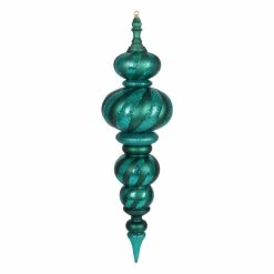 Budget 🔔 Orange Ornaments Vickerman 43 In. Matte And Glitter Swirl Finial Ornament ⌛