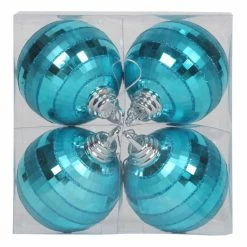 Discount 🛒 Green Ornaments Vickerman 4 In. Mirror Ball Ornament - Set Of 4 🎁