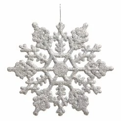Best Sale ⭐ Metallic Ornaments Vickerman 4 In. Silver Glitter Snowflake - Set Of 24 🎉