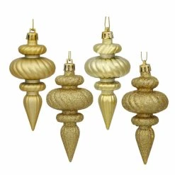 Brand new 🥰 Yellow Ornaments Vickerman 4 In. Gold Finial 4 Finish Assorted - Set Of 8 ✨