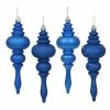 Best Sale 🧨 Blue Ornaments Vickerman 7 In. Blue Finial 4 Finish Assorted - Set Of 8 ⌛