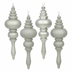 Best reviews of 🧨 Metallic Ornaments Vickerman 7 In. Silver Finial 4 Finish Assorted - Set Of 8 👍