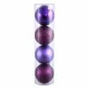 New ✨ Purple Ornaments Vickerman 4 In. Plum 4 Finish Ball Assorted - Set Of 4 ❤️ -Christmas Ornaments Shop masterVKR975