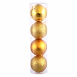 Cheapest ⌛ Yellow Ornaments Vickerman 4 In. Antique Gold 4 Finish Ball Assorted - Set Of 4 🔥