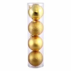 Top 10 😀 Yellow Ornaments Vickerman 4.75 In. Gold 4 Finish Ball Assorted - Set Of 4 ✔️