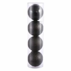 Promo ⌛ Black Ornaments Vickerman 4.75 In. Black 4 Finish Ball Assorted - Set Of 4 🔔