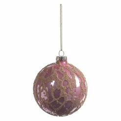 Budget 🔔 All Other Brands Yellow Ornaments Abstract Beaded Hanging Pink Ball Ornament - Set Of 6 🎉