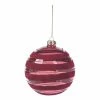 Discount 😀 All Other Brands Red Ornaments Red Flocked Striped Ball Ornament - Set Of 6 ✔️ -Christmas Ornaments Shop masterZODA667